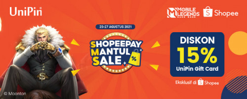 Diskon 15% UniPin Gift Card di Shopee Mantul Sale
